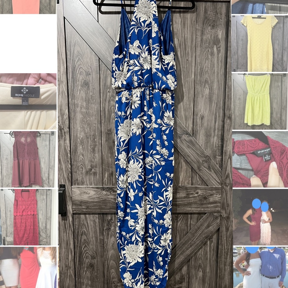 Lulu’s blue and white floral midi dress, size L (worn once) - Picture 5 of 5